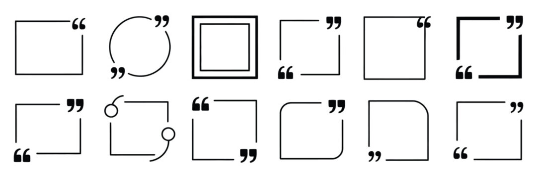 Quote Frames in Square, Circular, Rounded, and Speech Bubble Styles, Perfect for Social Media