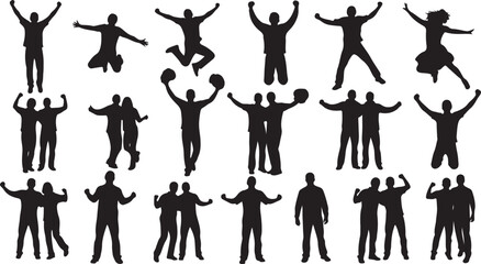 Fototapeta premium Collection of black silhouettes of people in various poses