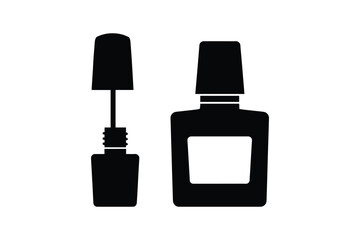 Obraz premium Nail polish bottle and applicator brush for beauty and cosmetic application