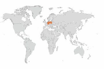 Obraz premium Poland Highlighted Magenta on World Map Vector Illustration.