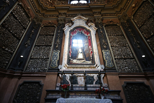 San Bernardino alle Ossa is a church in Milan, northern Italy, best known for its ossuary, a small side chapel decorated with numerous human skulls and bones.