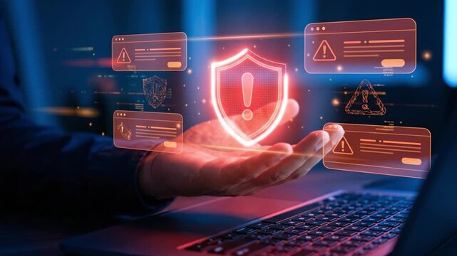 Digital shield cyber security data protection network safety online threat warning firewall secure system technology online defense information security system warning network protection energetic