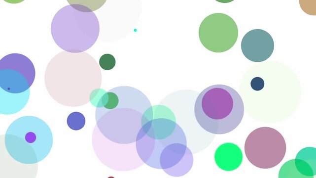 Abstract background of colorful floating circles on a white background