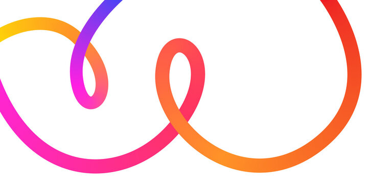 Abstract looping lines with smooth color gradient transitions from pink to orange on transparent background offering versatile design element