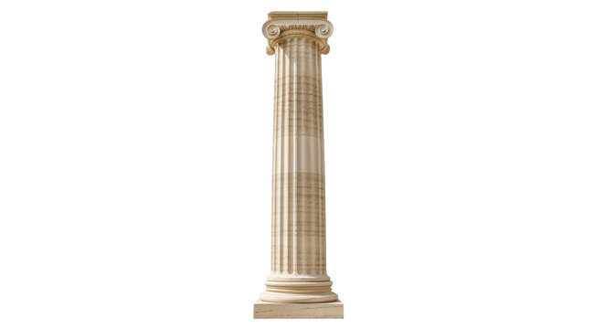 Elegant Ionic column isolated PNG on transparent background, architectural element for building design and historical presentations