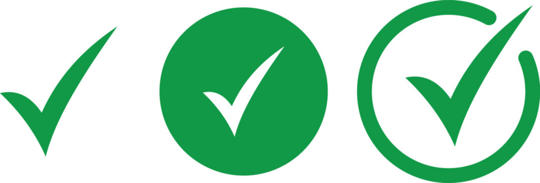 green check mark icon set button correct right wrong buttons or yes or no checkmark red cross green tick vector illustration
