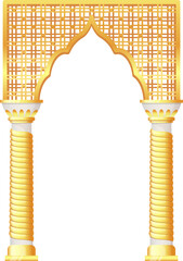 Naklejka premium Decorative vintage arch. Golden ornament cartoon gate