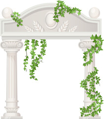 Naklejka premium Old arch with climbed vine. Elegant garden gate