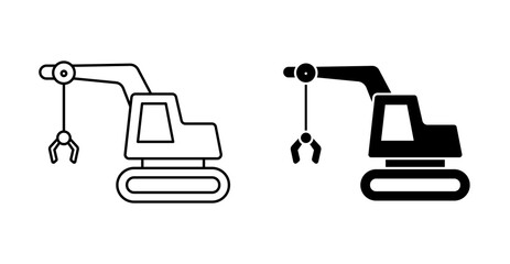 Robotic Excavator Arm Automation Line Icon