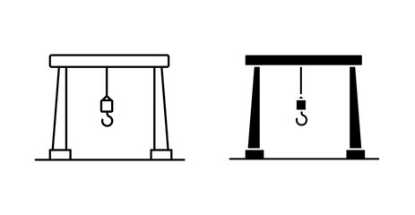 Gantry Crane Heavy Industrial Lifting Line Icon