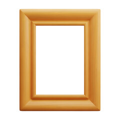Natural wood picture frame with layered border design, empty rectangular mockup perfect for portrait photo art display
