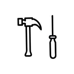 Fototapeta premium Professional Hand Tool Icon Set Featuring Hammer Screwdriver Wrench and Saw