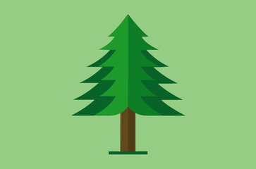 Simple Green Pine Tree Illustration on Light Green Background