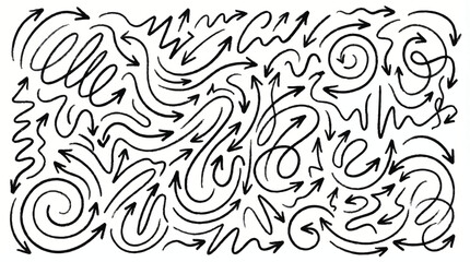 Fototapeta premium Hand drawn arrows in various directions on white background