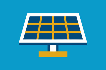 Solar Panel Icon on Blue Background abstract clean