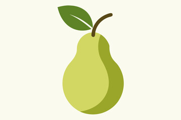 Simple Pear Illustration with Green Leaf fruit graphic