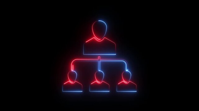 Referral marketing icon isolated on blue background. Network marketing, business partnership, referral program strategy. 4K Video motion graphic animation