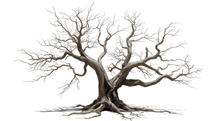 Realistic Ancient Dead Tree with Complex Twisted Branches and Gnarled Trunk
