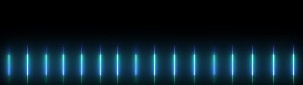 Neon lights glowing futuristic trendy seamless neon light line technology motion background. Neon lights blinking vertical lines moving animation. 4k background