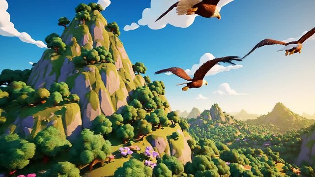 olive trees in the Mountains eagle bird. 