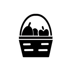 Fruit basket icon. Harvest vector icon. Vector graphic, not Artificial Intelligence, logo illustration. Replaceable vector design.
