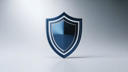 Navy blue shield symbol on minimalist gray gradient