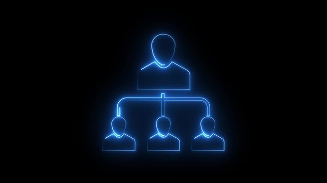 Referral marketing icon isolated on blue background. Network marketing, business partnership, referral program strategy. 4K Video motion graphic animation