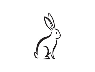 Fototapeta premium Simple line drawing of a rabbit in profile
