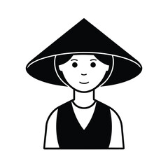 vietnamese woman conical hat icon