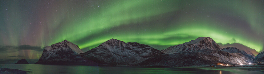 Northern lights - Norway - February arctic night sky with colorful aurora borealis  © Cristian Bortes