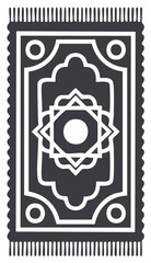 Obraz premium Black and White Islamic Prayer Rug with Geometric Patterns Simple Elegant Design