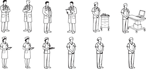 Fototapeta premium Doctors and nurses stand side by side, providing medical service to patient in hospital, a vital element in healthcare.