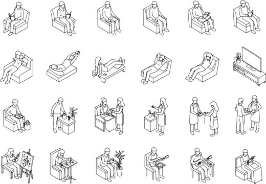People in isometric views doing daily activities, perfect for illustration purposes and capturing human life routines.