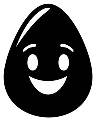 Fototapeta premium Smiling Egg Shape, Cheerful Cartoon Character, Black and White Vector Illustration