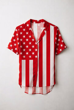 American flag pattern red shirt