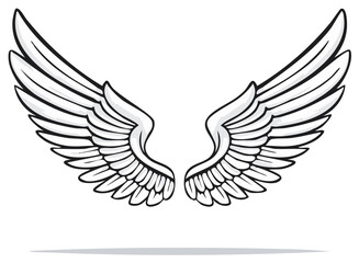 Obraz premium Stylized symmetrical wings illustration spreading out in flight; drawing, graphic, bird or angel, fantasy art, soar