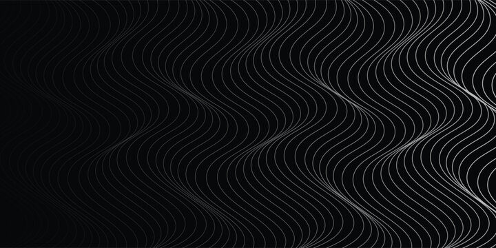 3D Vector wave lines pattern smooth curve flowing dynamic white light isolated on black background for concept of technology, digital