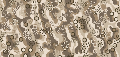 seamless camouflage pattern with hexagonal elements