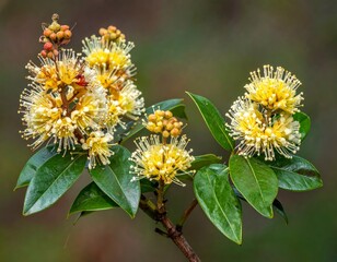 Obraz premium Shrub of Fraser Photinia Little Red Robin with flowers