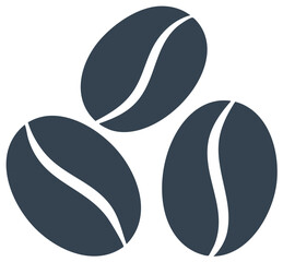 Fototapeta premium Three stylized dark coffee beans icon graphic for cafe branding and beverage design