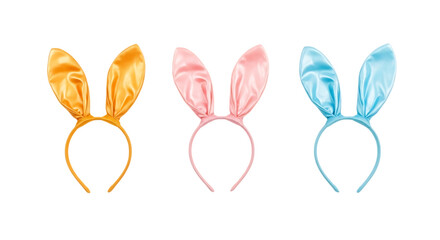 Colorful bunny ears headbands displayed on a plain background isolated on transparent background