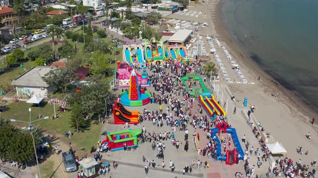 Aerial Video of Alanya City Center Streets and Buildings
