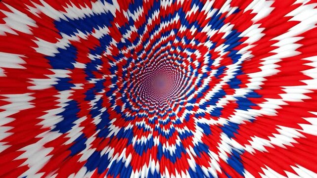 Hypnotic Vortex: A captivating spiral of red, white, and blue hues creates a mesmerizing illusion of depth and movement, drawing the viewer into a vortex of optical intrigue.