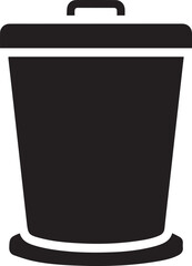 Minimal Black Trash Bin Icon Vector for User Interface and Signage