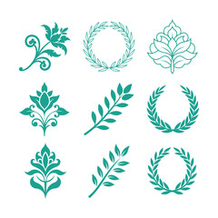 Botanical Wreath and Floral Ornament Vector Set