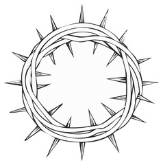 Fototapeta premium Line drawing of a crown of thorns, symbol of faith and sacrifice.