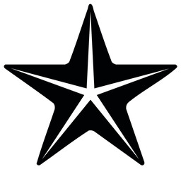 Obraz premium Black Star Shape with White Outline Symbol or Icon for Design Concepts or Logo