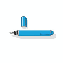Vibrant Blue Fountain Pen Illustration