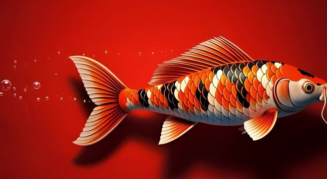 ILLUSTRATION OF THE BEAUTIFUL COLORS OF KOI FISH WITH BEAUTIFUL FIN SHAPE	
