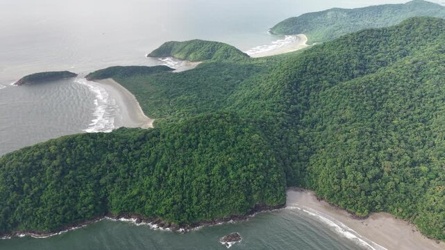 Aerial view of Arpoador Beach and Paranapu&atilde; Beach - Peru&iacute;be, S&atilde;o Paulo, Brazil